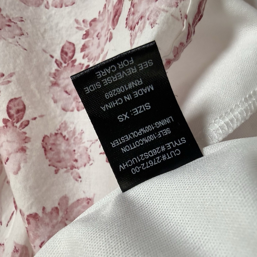 Trixxi Clothing Company Mini Dress XS Puff Sleeve Pink/White Floral Babydoll - Picture 12 of 13